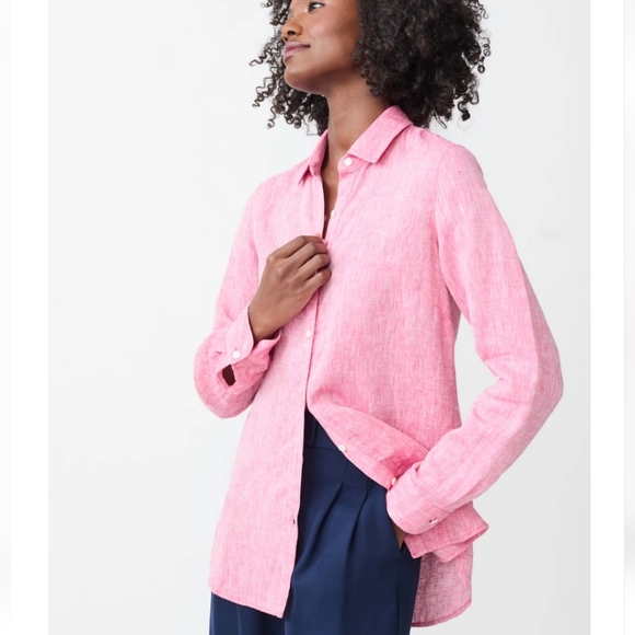 J. McLaughlin Tops - Women's J. McLaughlin Pink Britt Linen Blouse, Size L